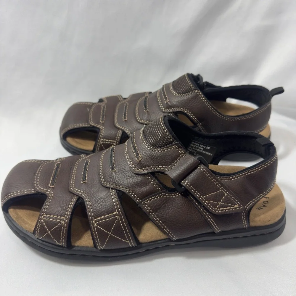 Dockers Mens Fisherman Sandals Brown Adjustable Strap MemoryFoam Comfort Size 8M